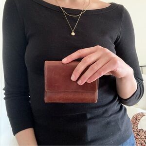 Brown Leather Trifold Wallet